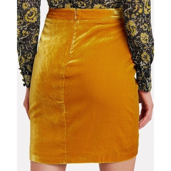 NWT VERONICA BEARD Marigold Silk Velvet Pleated High Waist Wrap Pencil Skirt 4 - Picture 7 of 12